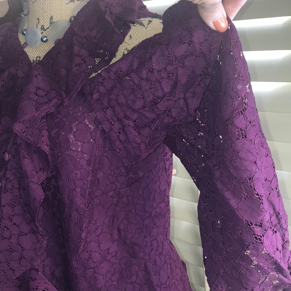 NWT Eloquii Lace Cold Shldr Lng Slve Blouse Sz14 - Picture 5 of 8